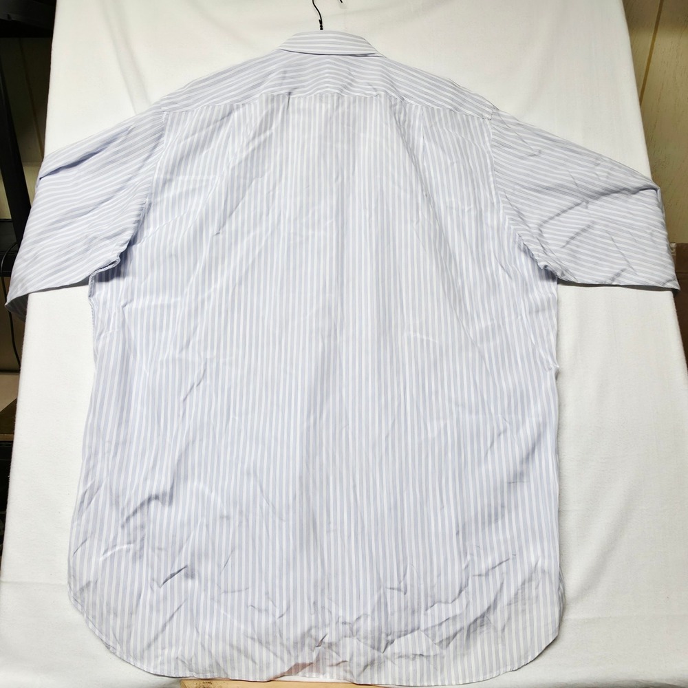 Turnbull & Asser Dress Shirt Men 17.5 Blue White Stripe Neiman Marcus England - Picture 6 of 10